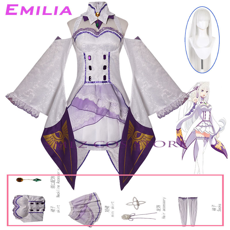 Anime Cosplay Mujer - Костюм для косплея Эмилии из аниме