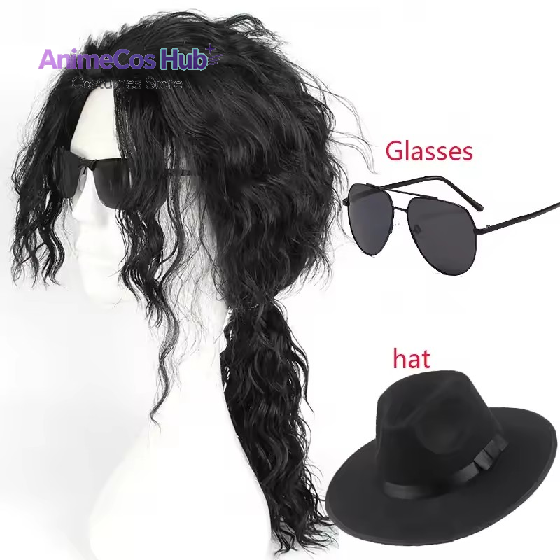 Cosplay Anime Black Hair - Аниме-косплей Майкла Джексона, черный парик для